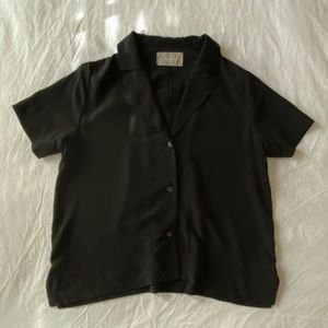 Everlane silk square shirt, short-sleeved black 00
